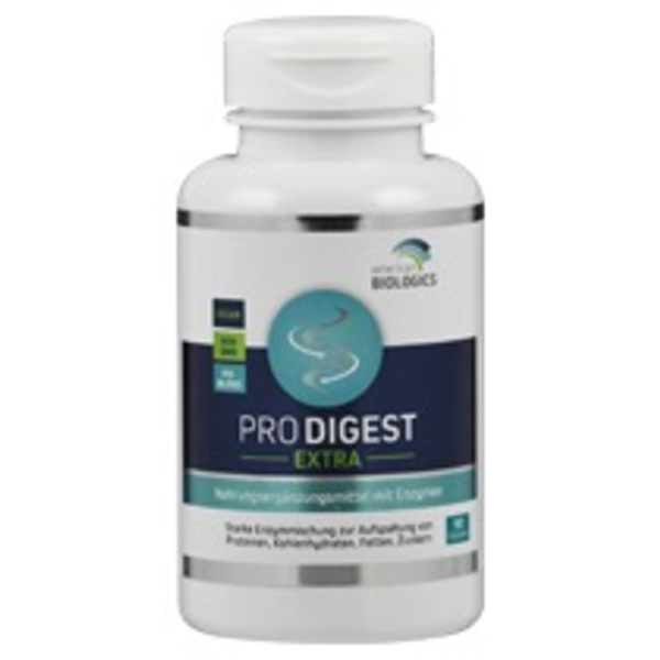 Produktfoto: Flasche Pro Digest Extra von American Biologics mit 90 Kapseln. Enthält Enzyme zur Verdauung von Proteinen, Kohlenhydraten, Fetten und Zuckern.