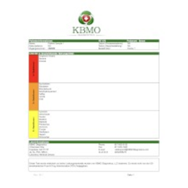 Produktfoto: KBMO FIT Test (Bloodspot) 132 Nahrungsmittel