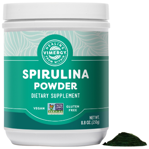 Produktfoto: Dose Spirulina-Pulver, Nahrungsergänzungsmittel, vegan, glutenfrei, 250g.