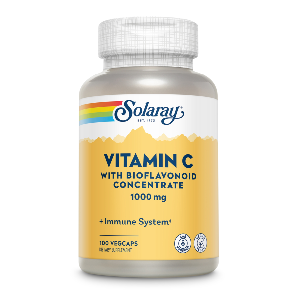 Produktfoto: Vitamin C Nahrungsergänzungsmittel von Solaray mit Bioflavonoid-Konzentrat, 1000 mg, 100 Vegcaps, unterstützt das Immunsystem.