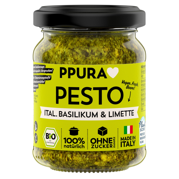 Produktfoto: Pesto Basilikum, Limette und Cashews 